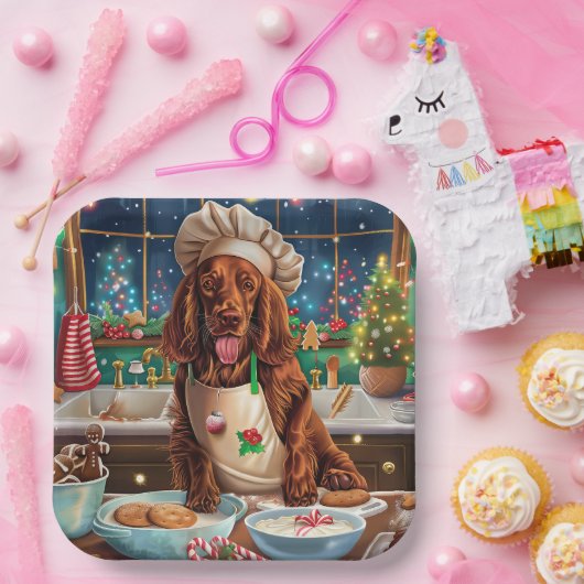 Irish Setter Holiday Baking: feestelijke kerstdage Papieren Bordje (Feest)