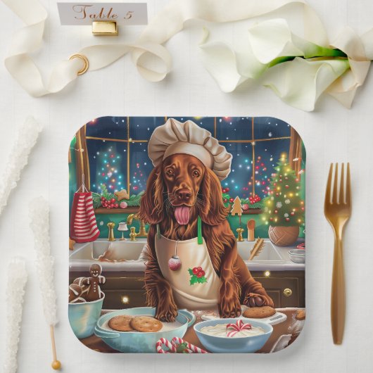 Irish Setter Holiday Baking: feestelijke kerstdage Papieren Bordje (Huwelijk)