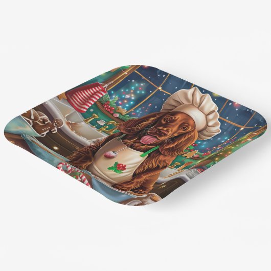 Irish Setter Holiday Baking: feestelijke kerstdage Papieren Bordje (Gebogen)