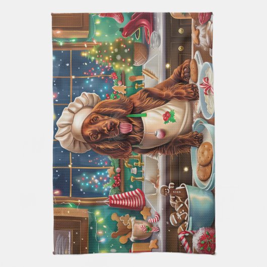 Irish Setter Holiday Baking: feestelijke kerstdage Theedoek (Verticaal)