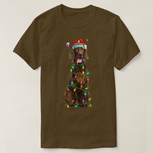 Irish Setter Hondenliefhebber Xmas Santa Hat Irish T-shirt (Design voorkant)