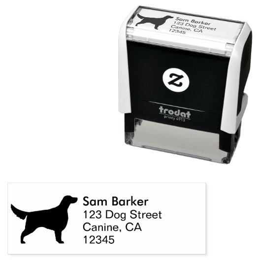 Irish Setter Hondenras Silhouette retouradres Zelfinktende Stempel (In situ)