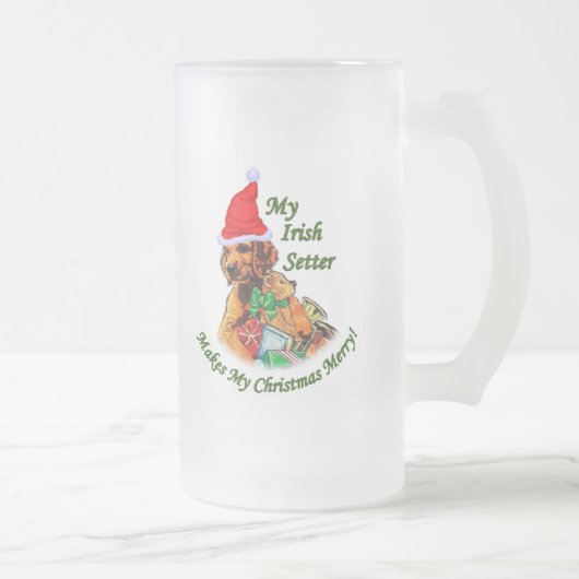 Irish Setter kerstcadeautjes Matglas Bierpul (Rechts)