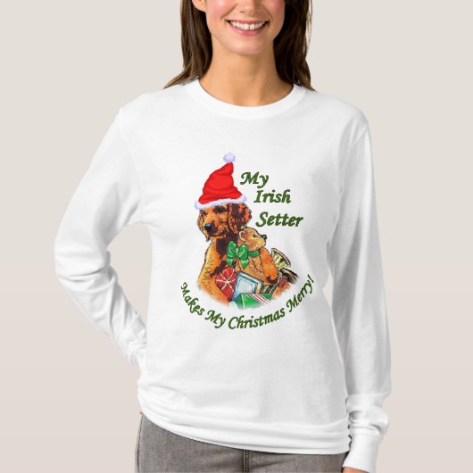Irish Setter kerstcadeautjes T-shirt (Voorkant)
