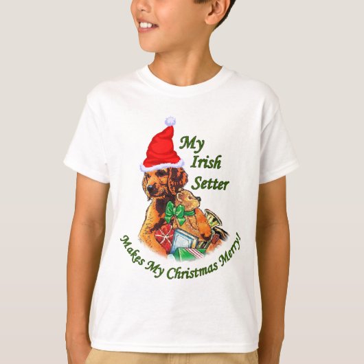 Irish Setter kerstcadeautjes T-shirt (Voorkant)
