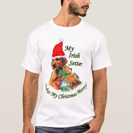 Irish Setter kerstcadeautjes T-shirt (Voorkant)