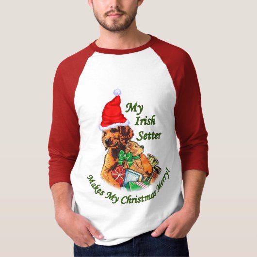 Irish Setter kerstcadeautjes T-shirt (Voorkant)