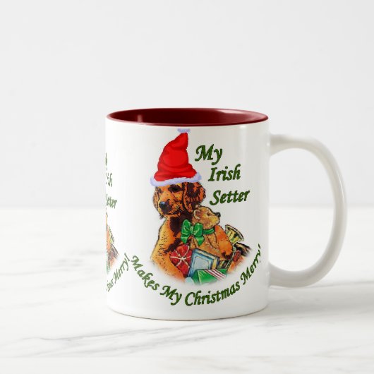 Irish Setter kerstcadeautjes Tweekleurige Koffiemok (Rechts)
