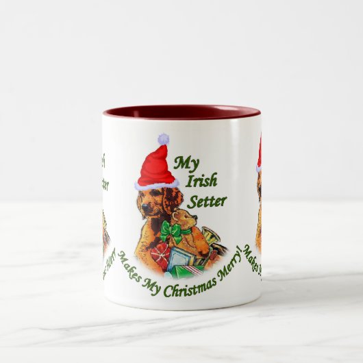Irish Setter kerstcadeautjes Tweekleurige Koffiemok (Center)