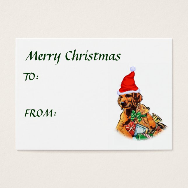 Irish Setter kerstcadeautjes Visitekaartjes (Voorkant)