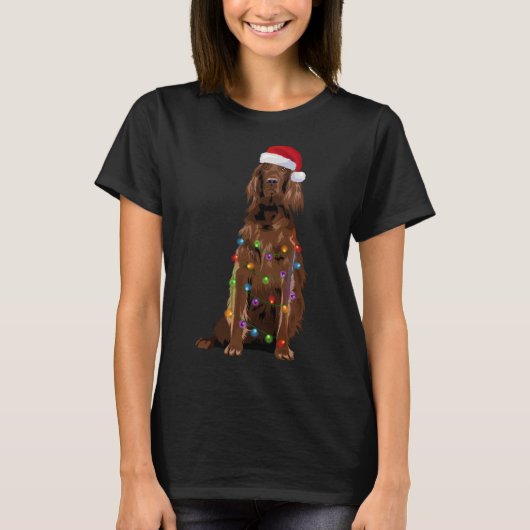 Irish Setter kerstlamour Hondenliefhebber Santa T-shirt (Voorkant)
