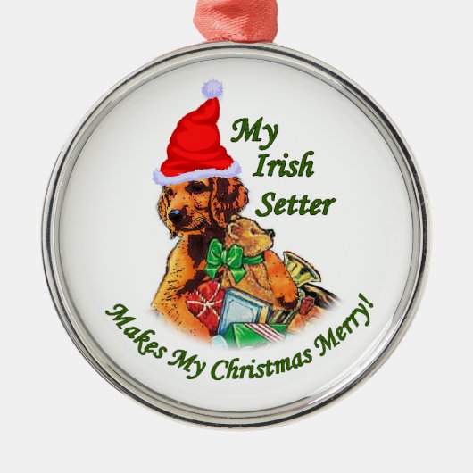 Irish Setter Kerstmis Metalen Ornament (Voorkant)