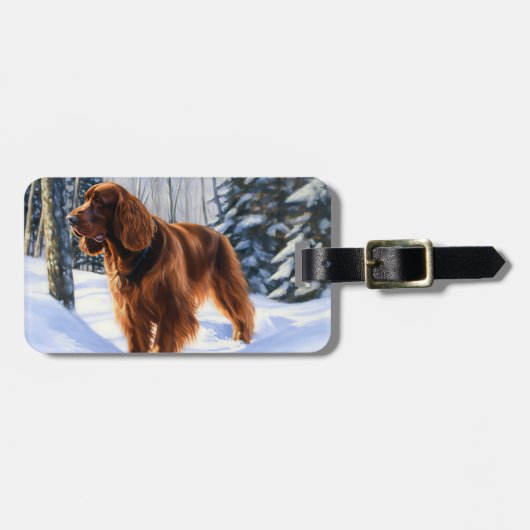 Irish Setter liet het sneeuwen Kerstmis Bagagelabel (Voorkant horizontaal)