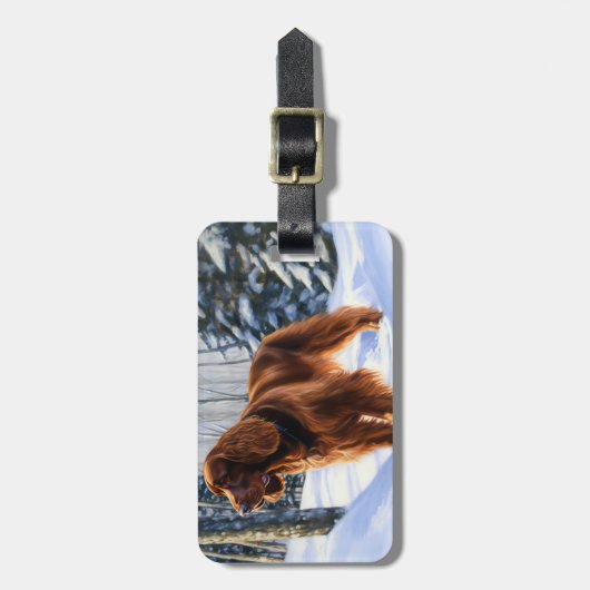 Irish Setter liet het sneeuwen Kerstmis Bagagelabel (Voorkant verticaal)