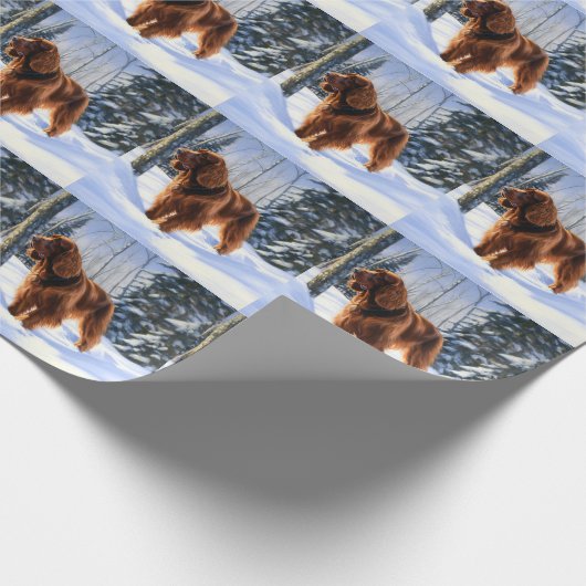 Irish Setter liet het sneeuwen Kerstmis Cadeaupapier (Hoek)