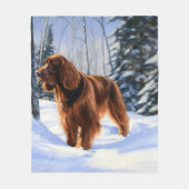 Irish Setter liet het sneeuwen Kerstmis Fleece Deken (Voorkant)