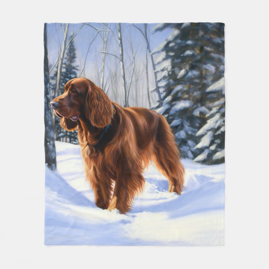 Irish Setter liet het sneeuwen Kerstmis Fleece Deken (Voorkant)