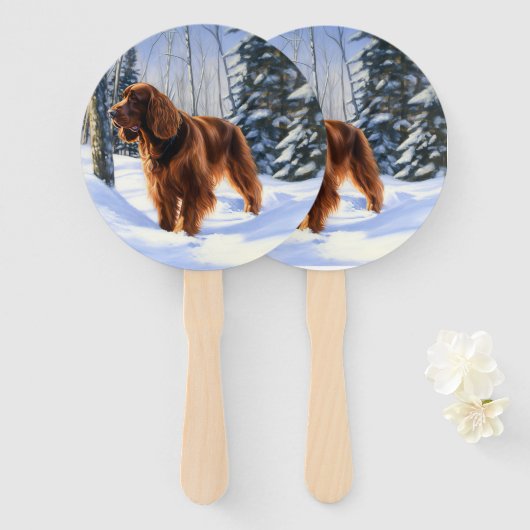 Irish Setter liet het sneeuwen Kerstmis Handwaaier (Voorkant en achterkant)
