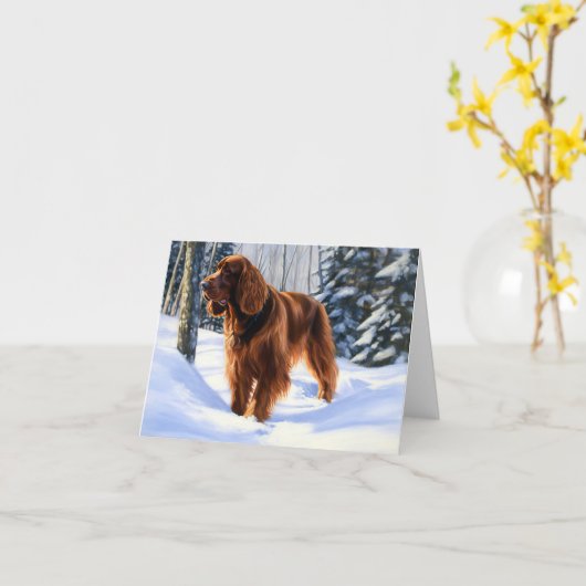 Irish Setter liet het sneeuwen Kerstmis Kaart (Gele Bloem)