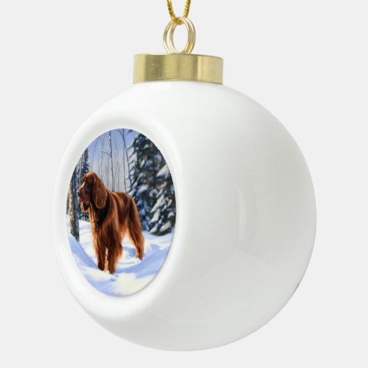 Irish Setter liet het sneeuwen Kerstmis Keramische Bal Ornament (Rechts)