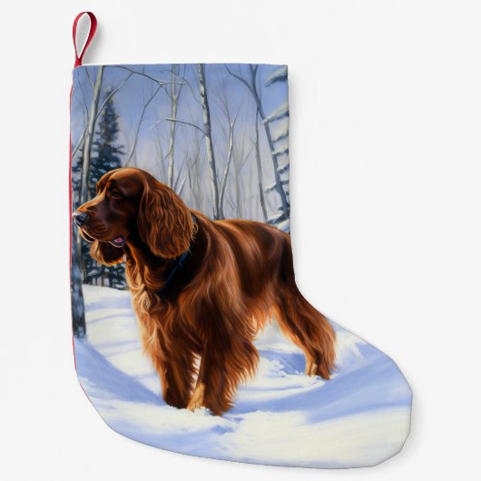 Irish Setter liet het sneeuwen Kerstmis Kleine Kerstsok (Voorkant)
