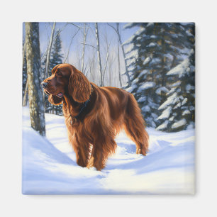 Irish Setter liet het sneeuwen Kerstmis Magneet