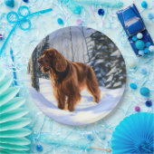 Irish Setter liet het sneeuwen Kerstmis Papieren Bordje (Feest)