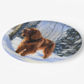 Irish Setter liet het sneeuwen Kerstmis Papieren Bordje (Gekanteld)