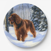 Irish Setter liet het sneeuwen Kerstmis Papieren Bordje (Voorkant)