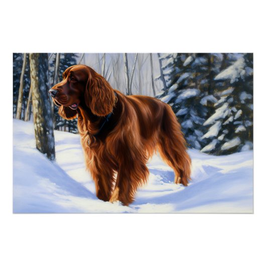 Irish Setter liet het sneeuwen Kerstmis Perfect Poster (Voorkant)