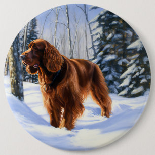 Irish Setter liet het sneeuwen Kerstmis Ronde Button 6,0 Cm