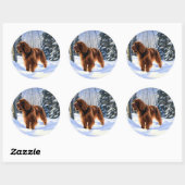 Irish Setter liet het sneeuwen Kerstmis Ronde Sticker (Vel)