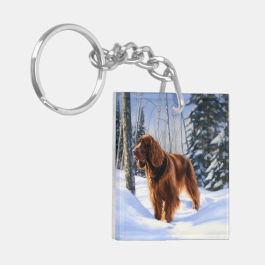 Irish Setter liet het sneeuwen Kerstmis Sleutelhanger (Voorkant Links)