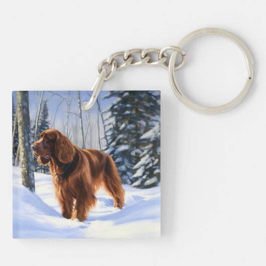 Irish Setter liet het sneeuwen Kerstmis Sleutelhanger (Achterkant)