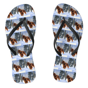 Irish Setter liet het sneeuwen Kerstmis Teenslippers