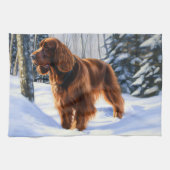 Irish Setter liet het sneeuwen Kerstmis Theedoek (Horizontaal)