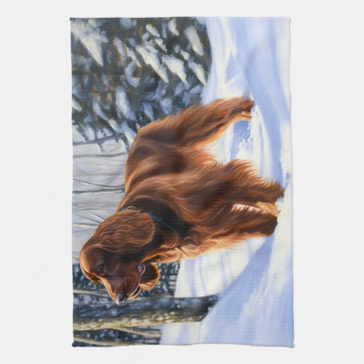 Irish Setter liet het sneeuwen Kerstmis Theedoek (Verticaal)