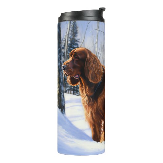 Irish Setter liet het sneeuwen Kerstmis Thermosbeker (Gedraaid links)