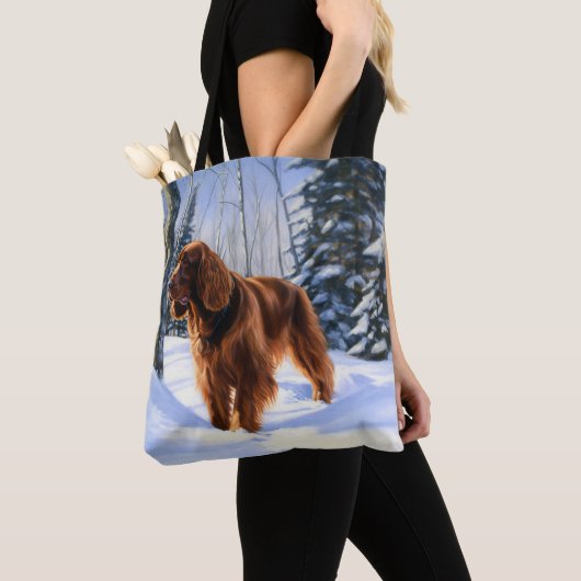 Irish Setter liet het sneeuwen Kerstmis Tote Bag (Dichtbij)