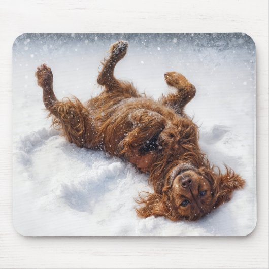 Irish Setter Making a Snow Angel Muismat (Voorkant)