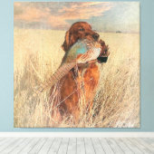 Irish Setter met fazant Canvas Afdruk (Insitu (Houten vloer))