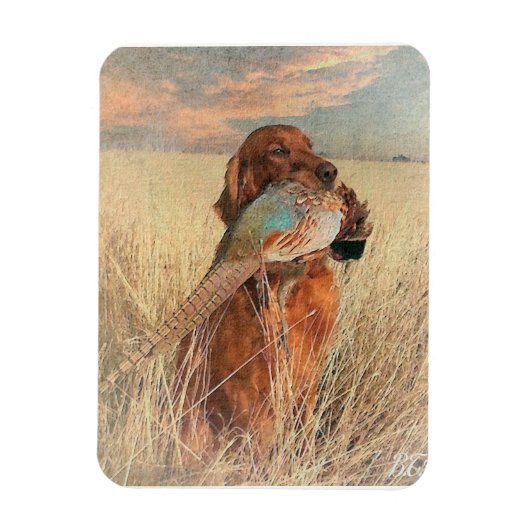 Irish Setter met fazant Magneet (Verticaal)
