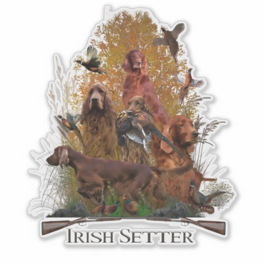 Irish Setter met fazant Sticker (Voorkant)