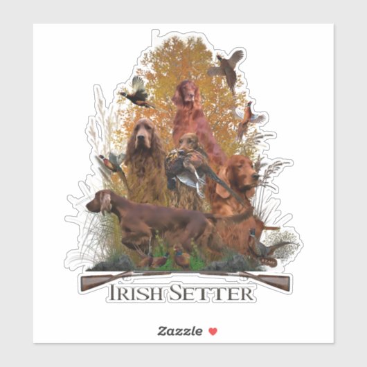 Irish Setter met fazant Sticker (Vel)
