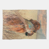 Irish Setter met fazant Theedoek (Horizontaal)