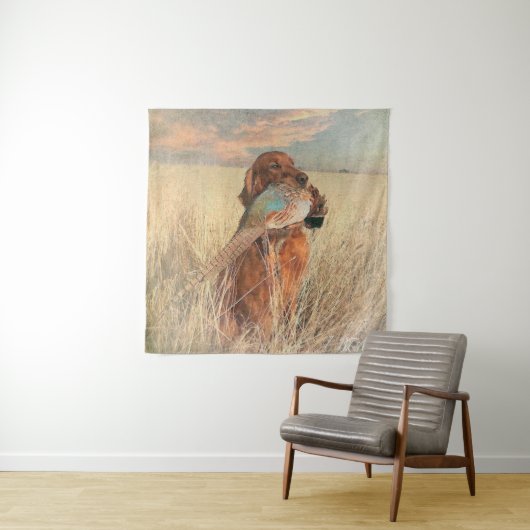 Irish Setter met fazant Wandkleed (In situ)