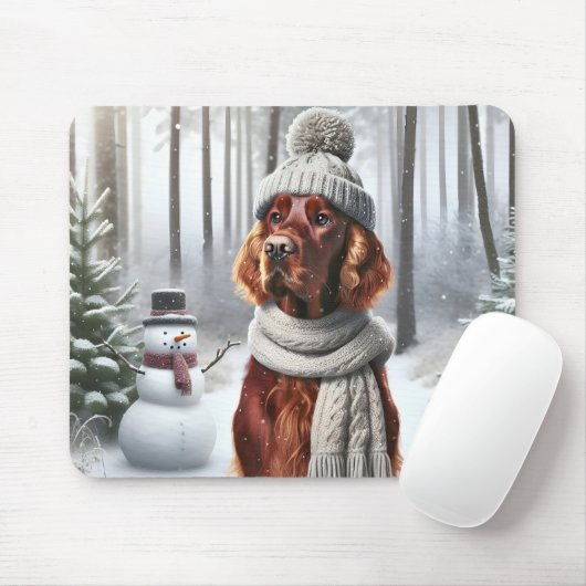 Irish Setter met Snowman Muismat (Met muis)