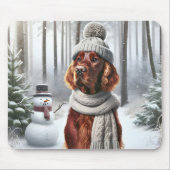 Irish Setter met Snowman Muismat (Voorkant)