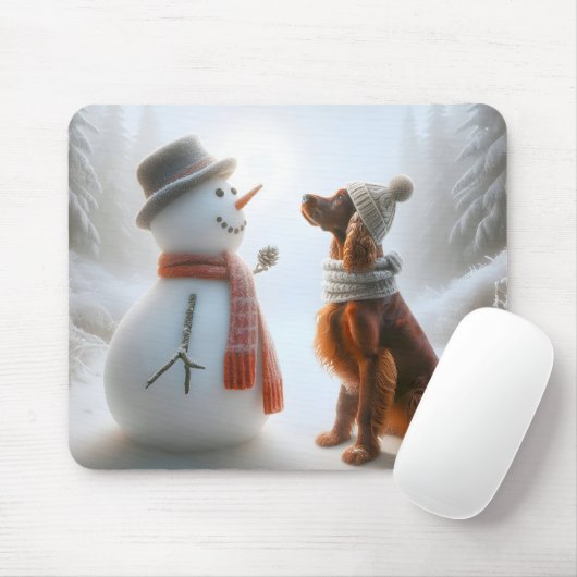 Irish Setter met Snowman Muismat (Met muis)