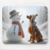 Irish Setter met Snowman Muismat (Voorkant)